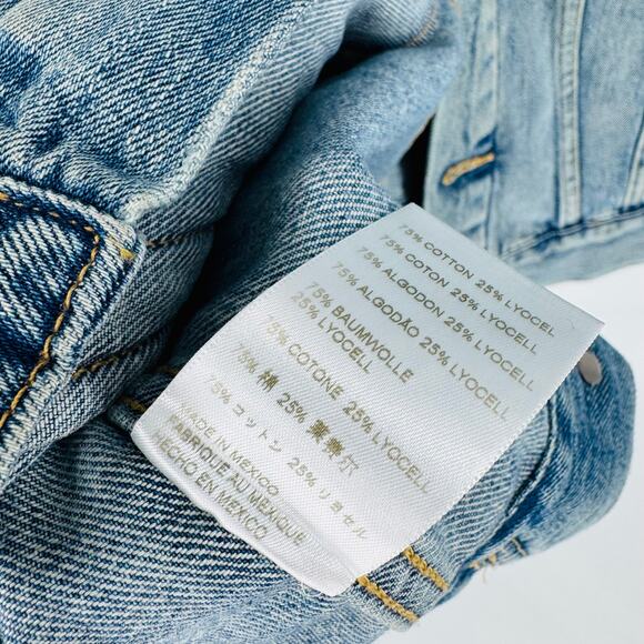 Able The Merly Jacket Distressed Denim Light Blue Wash Cotton Blend Size 1X - Picture 7 of 9